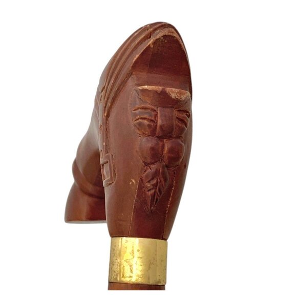 Walking Cane Vintage Wood Stick Horse with Carved Saddle and Hoof Design - Picture 5 of 6